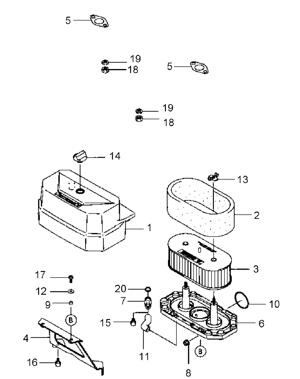 Fh430v-As22 Air Filter And Muffler Diagram and Parts List for G1548 55AE232S750-WAM Cub Cadet Lawn Mower
